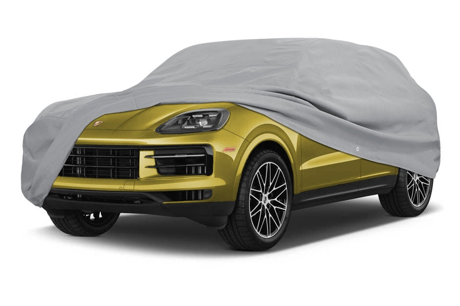 2026 Porsche Cayenne WeatherFit® Gold SUV Cover In Use