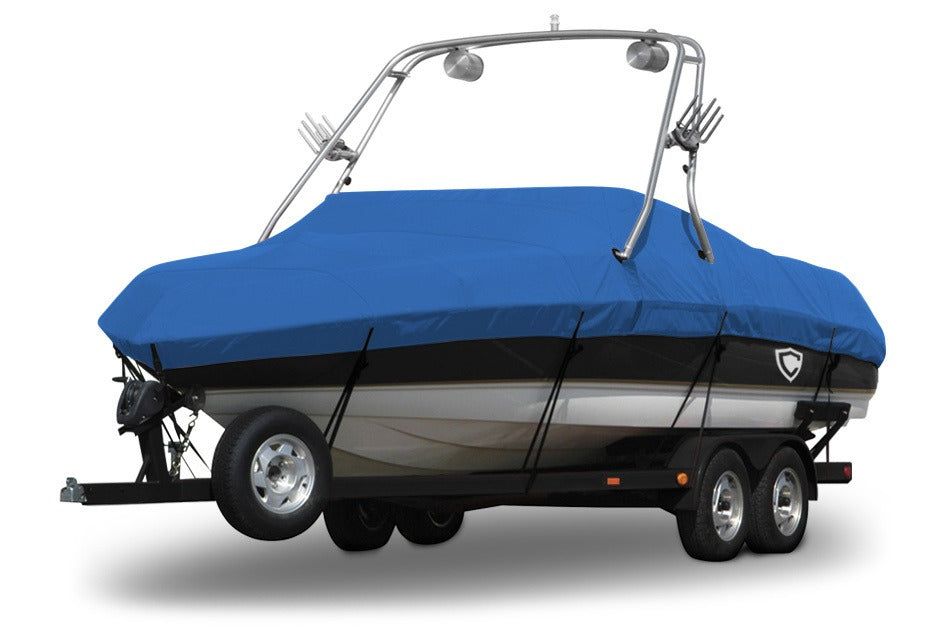 Sharkskin™ Supreme Conventional Ski Boat with Arch Boat Cover In Use