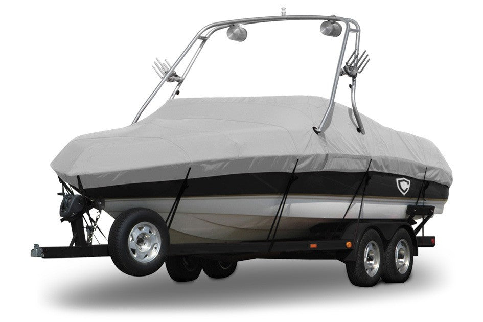Sharkskin™ Supreme Conventional Ski Boat with Arch Boat Cover In Use