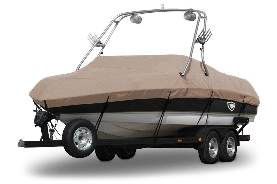 Sharkskin™ Supreme Conventional Ski Boat with Arch Boat Cover In Use