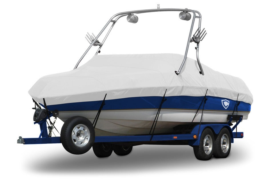Sunbrella® Conventional Ski Boat with Arch Boat Cover In Use
